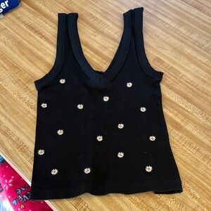 Elegant Black Daisy Women's Tank Top